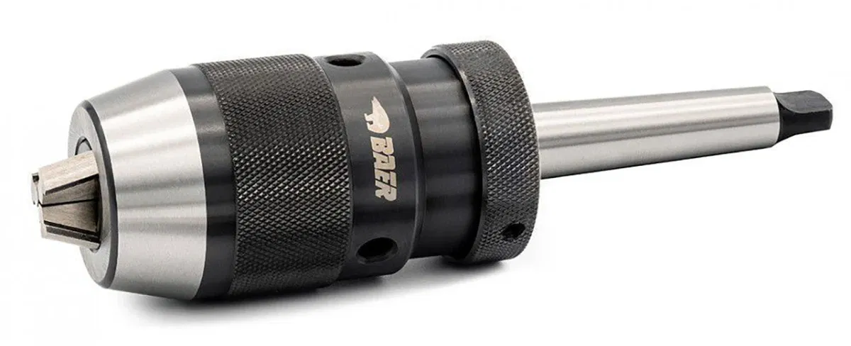 Drill chuck with knurled surface on a metal cone