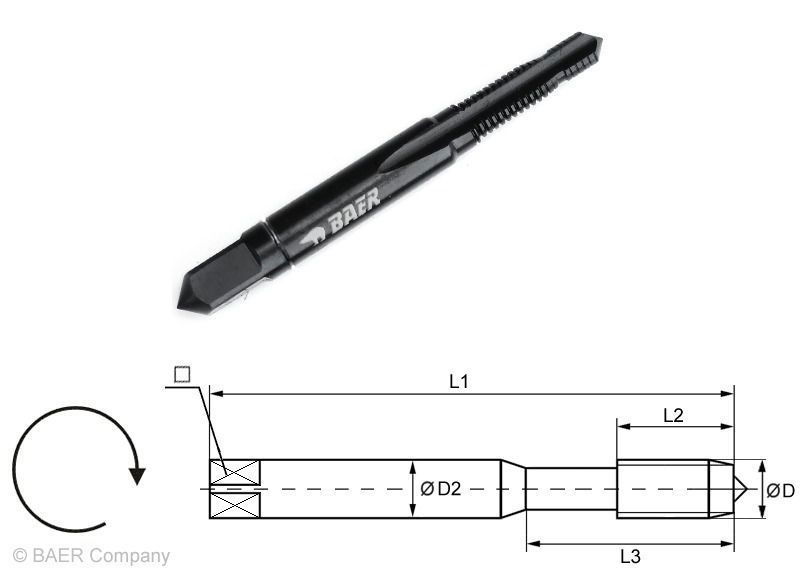 BAER HSSE VAP Hand Tap Taper (No. 1) M 5 x 0.8 - for Stainless Steel