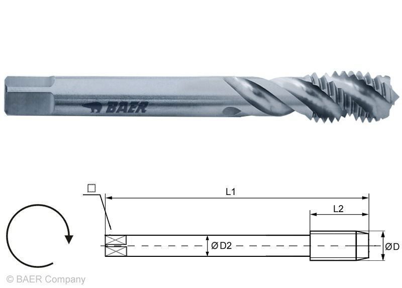 BAER HSSE Tarauds à incision 35° RSP - Rc (BSPT) 3/8 x 19