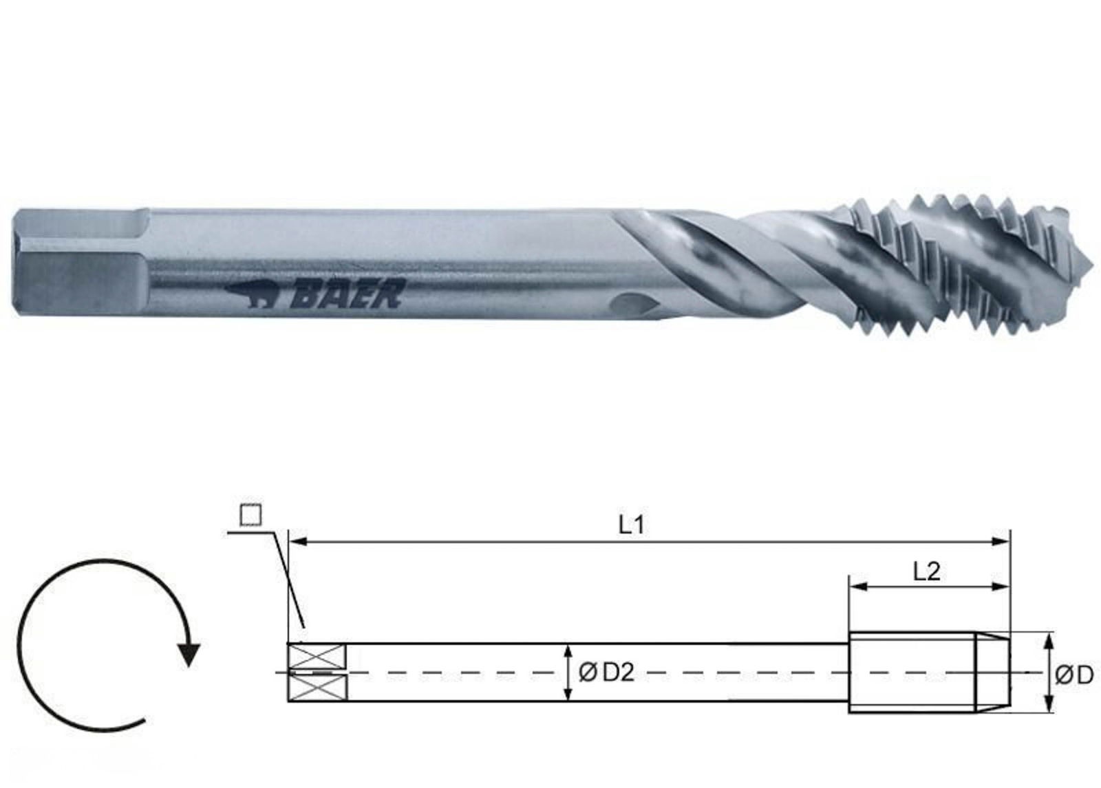 BAER HSSE Short Machine Tap 35° RSP - Rc (BSPT) 3/8 x 19