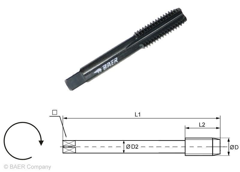 BAER HSSE VAP Hand Tap Finishing (No. 3) M 8 x 1.25 - for Stainless Steel