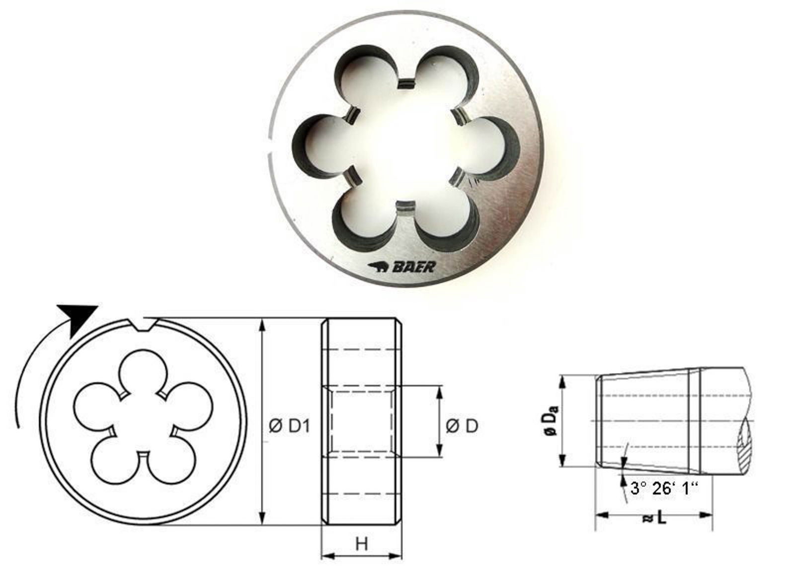 BAER Round Cutting Die W 19.8 x 14 conical - HSS