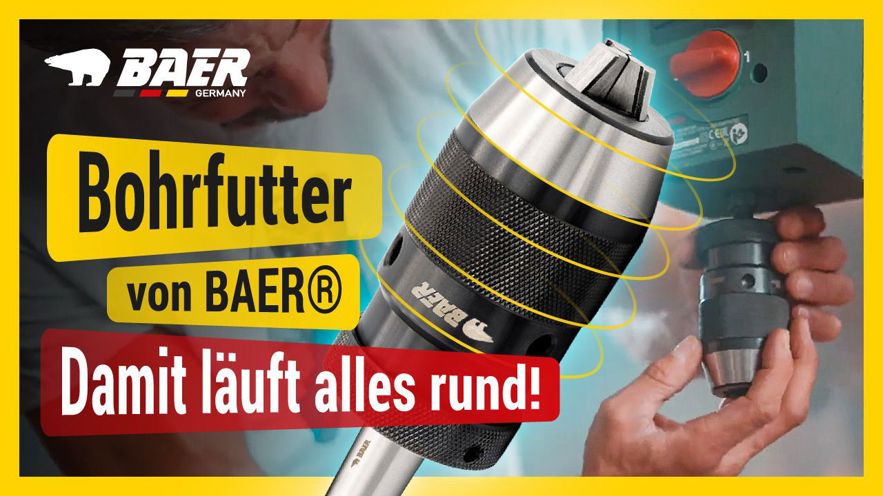 BAER Drill Chuck 5.0 - 20 mm | threaded mounting: UNF 1/2 x 20 | keyless drill chuck