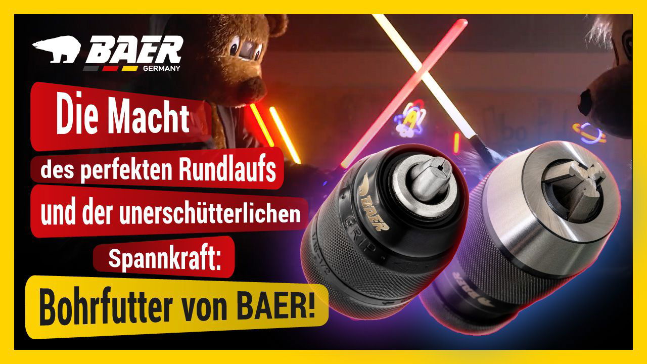 BAER Bohrfutter 0,2 - 16 mm | inkl. Kegeldorn: MK 3 | Anzugsgewinde: M 12 | Schnellspannbohrfutter