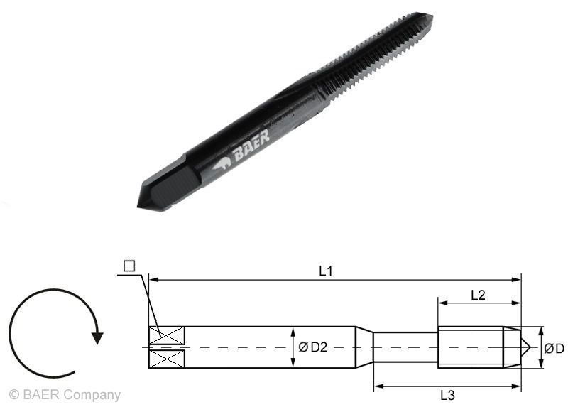 BAER HSSE VAP Hand Tap Finishing (No. 3) M 4 x 0.7 - for Stainless Steel