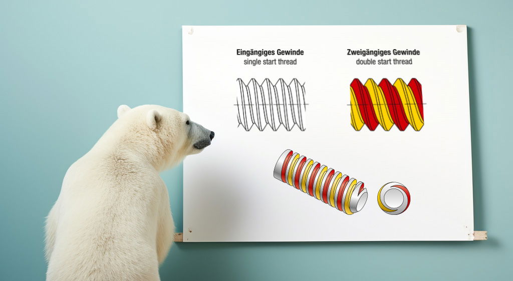 Mehrgängiges Gewinde im Unterschied zu anderen Gewinden