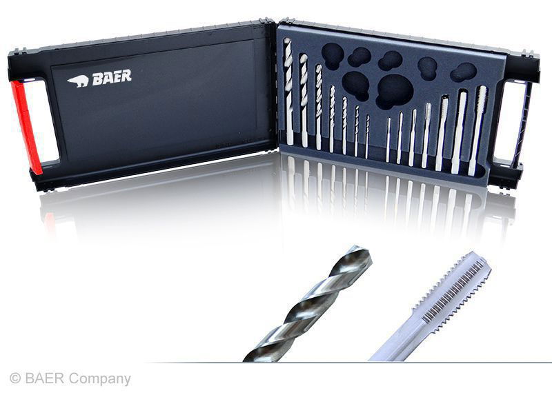 BAER Set HSSG LEFT: Machine Taps | Drill Bits: M 3 - 12