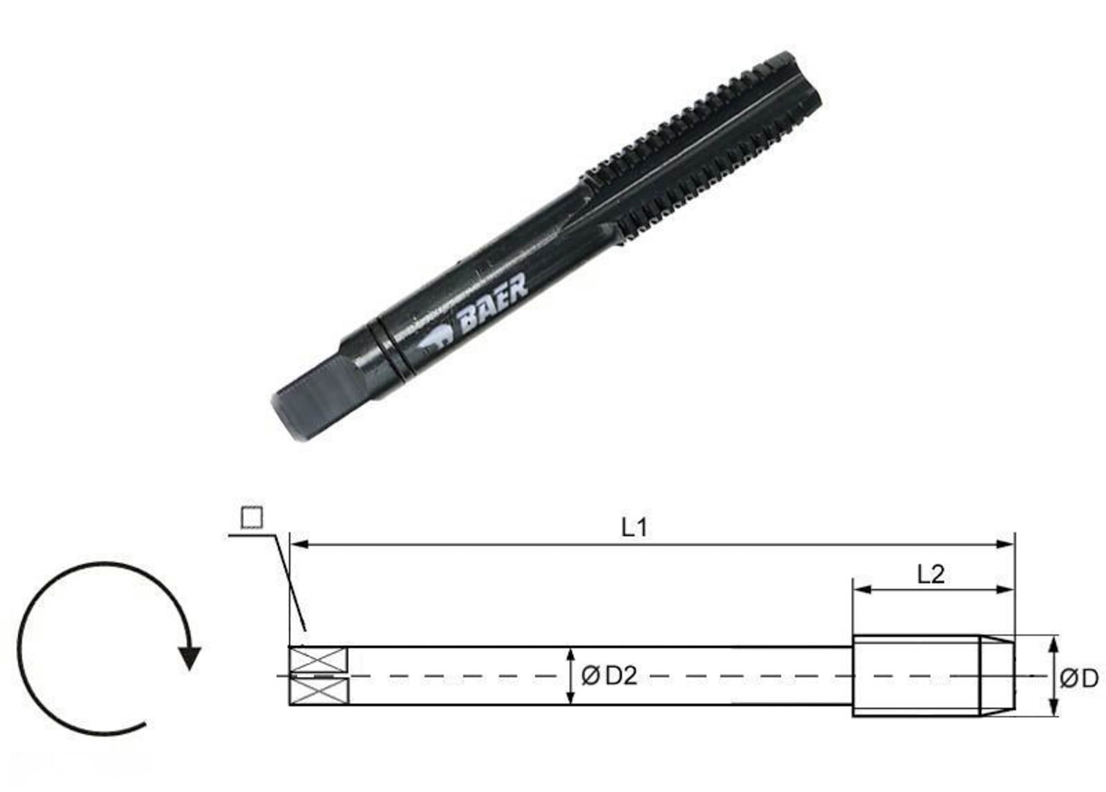BAER HSSE VAP Hand Tap Intermediate (No. 2) M 8 x 1.25 - for Stainless Steel