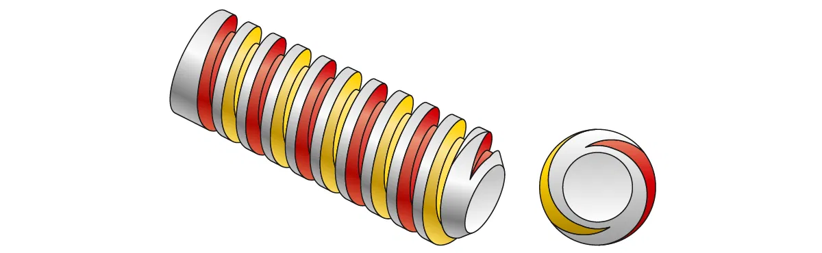 Technical drawing of a double thread