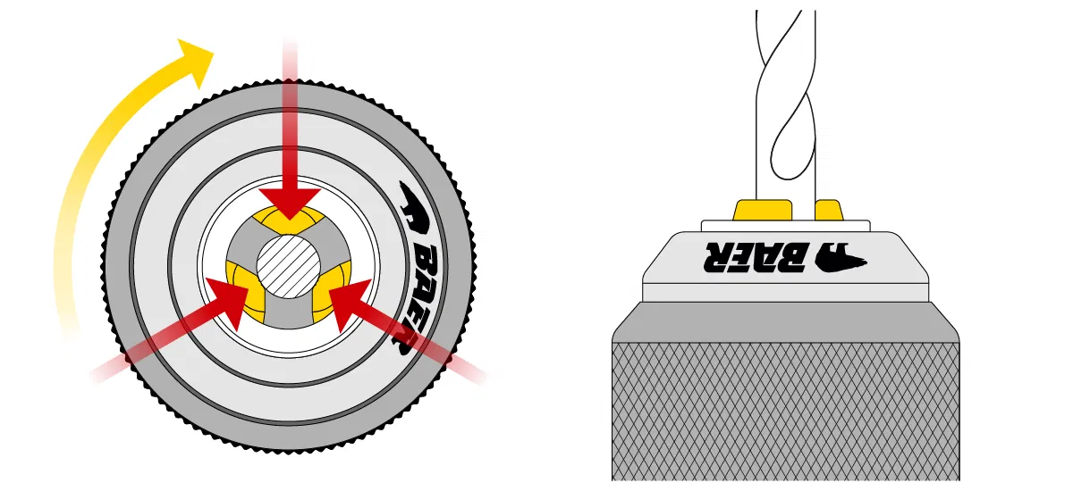 Drill chuck with jaws