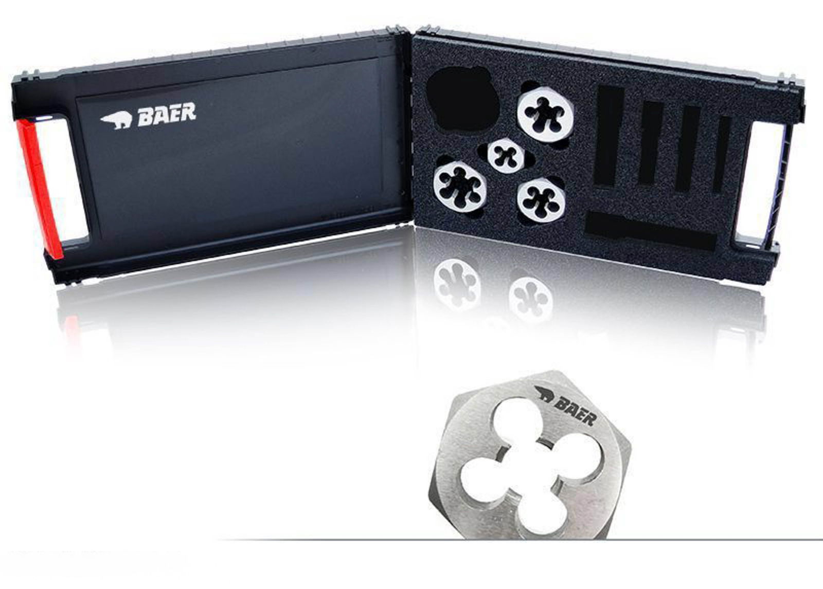 BAER Set HSS: Hexagon Die Nuts G(BSP) 1/8'' - 1/2''
