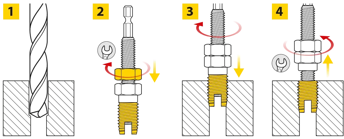 Self-tapping inserts installation