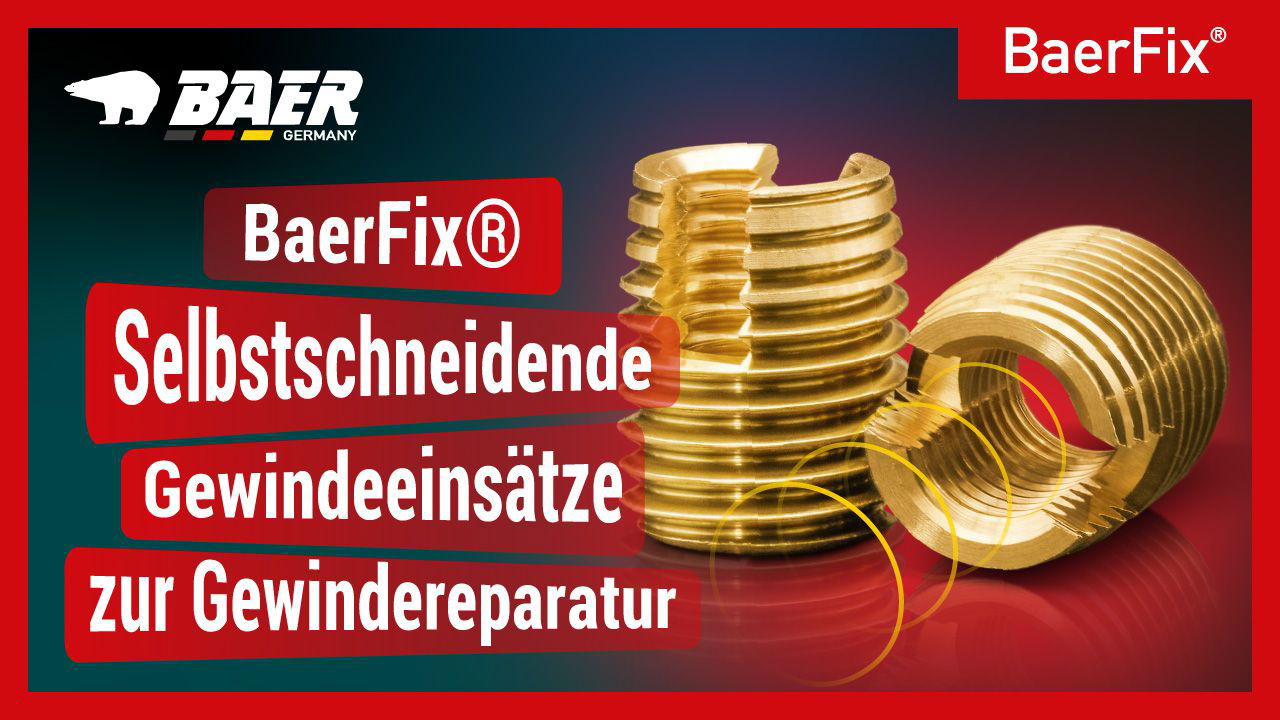 BaerFix Gewindeeinsätze mit Schneidschlitzen M 20 x 2,5 - 27 mm - 5 Stück