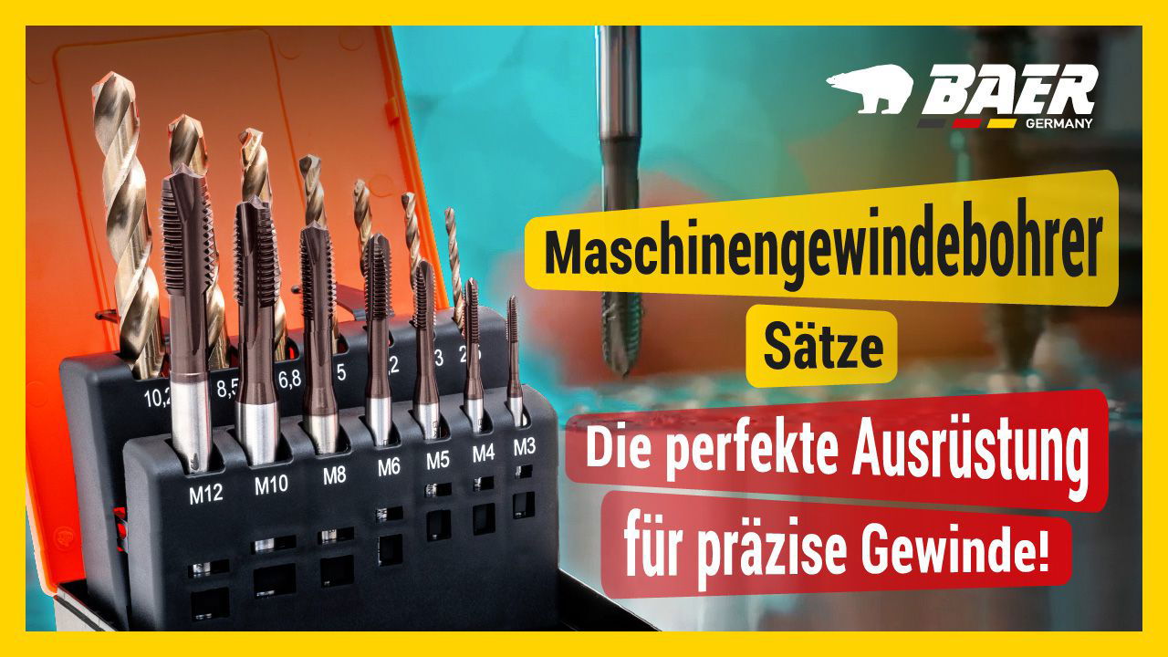 BAER Set HSSE-TIN: Machine Taps through holes | drill bits: M 3 - 12