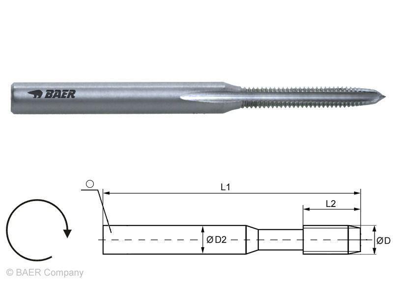 BAER HSS Mini Taraud Forme C - M 0,6 x 0,15