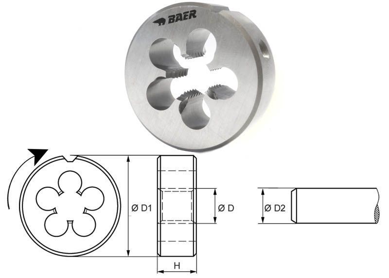 BAER Round Cutting Die M 2.3 x 0.4 - HSSE for Stainless Steel