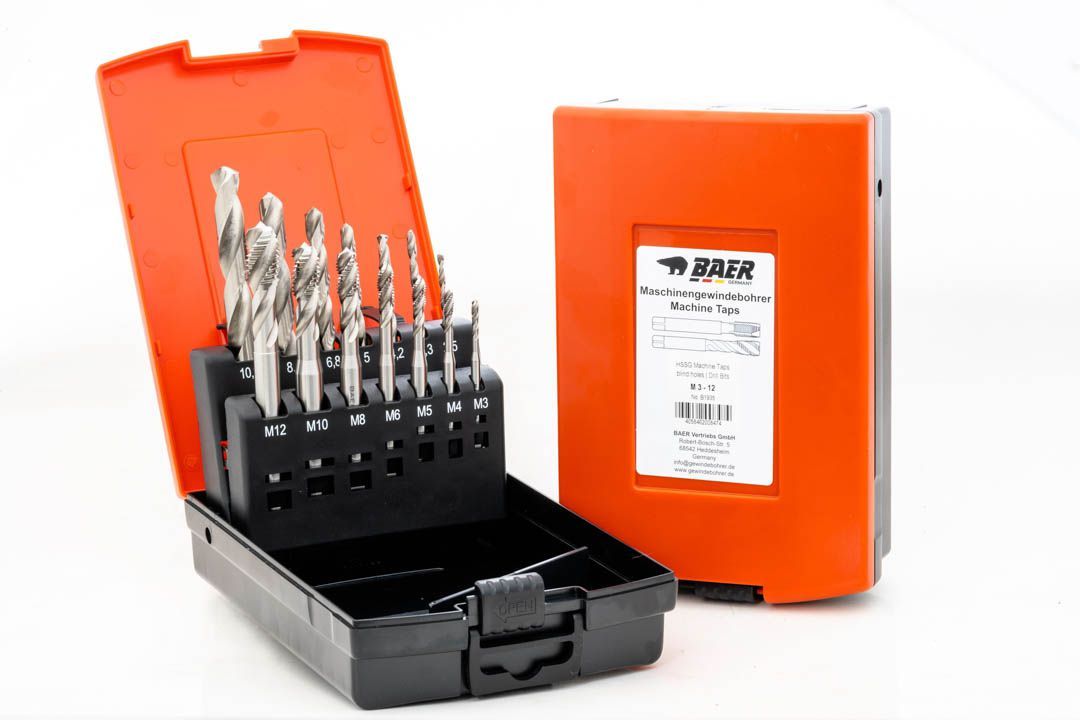 BAER Set HSSG: Machine Taps blind holes | drill bits: M 3 - 12