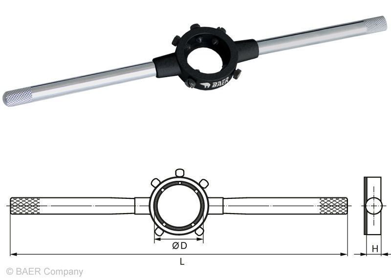 BAER acier- Porte-filière à découper 90 x 22mm | MF 45-52 | G 1,3/8-1,5/8