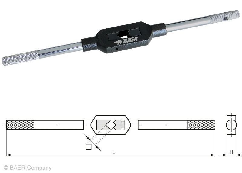 BAER Adjustable Tap Wrench - Steel NO. 0 | M 1-8 | 1/16-1/4
