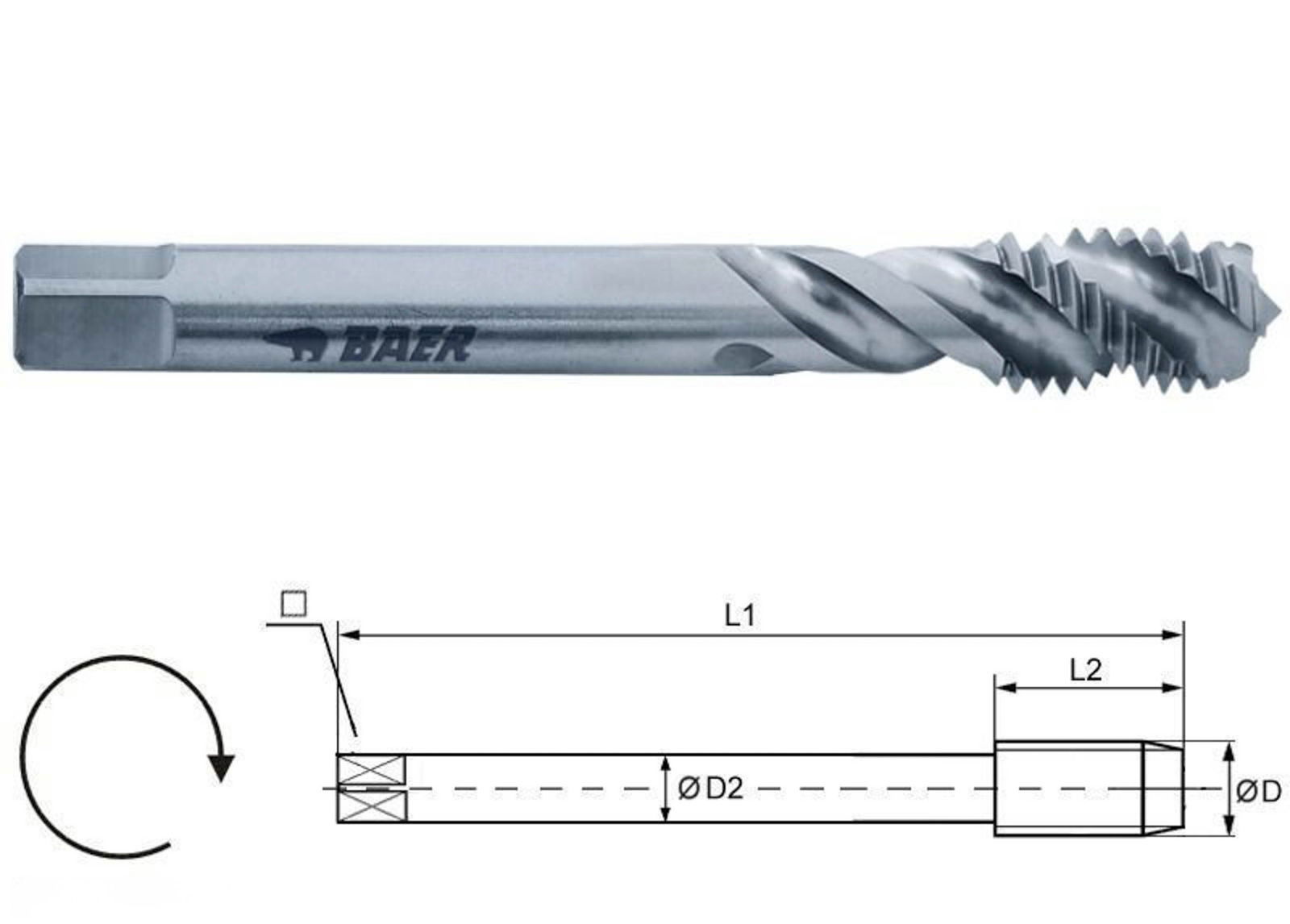BAER HSSE Short Machine Tap 35° RSP - Rc (BSPT) 3/8 x 19