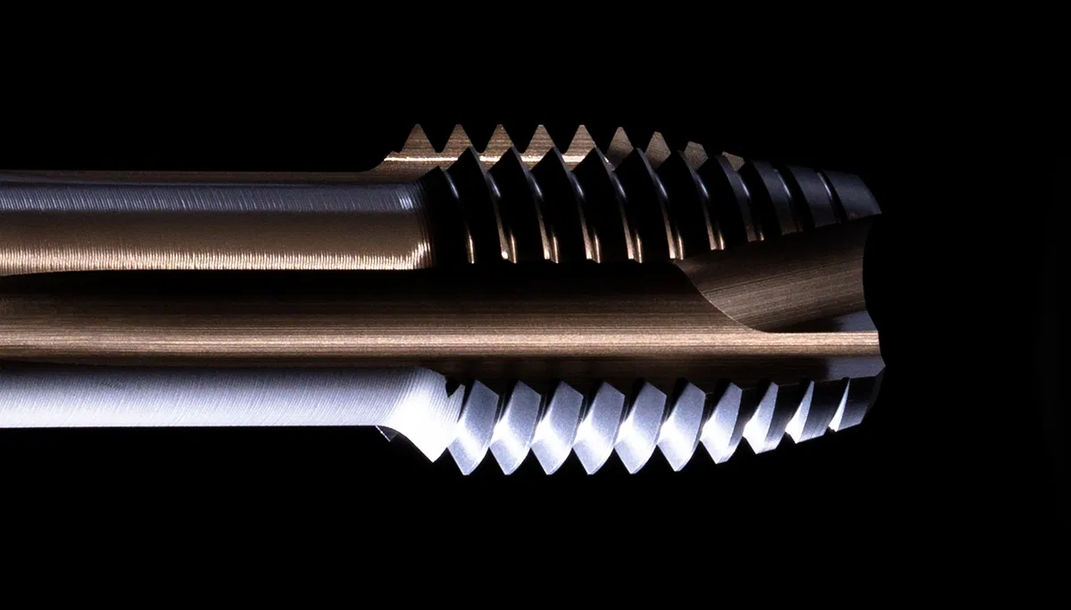 Detailed view of a thread tap Detailed view of a thread tap