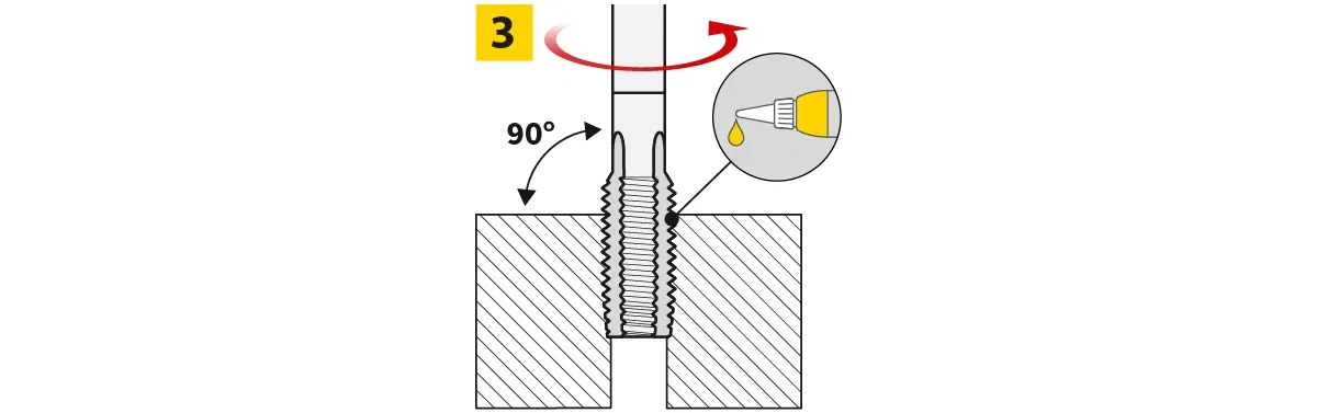 Gewindeschneiden Schritt 3 mit Schmiermittel