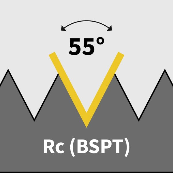 Illustration de  Rc (BSPT) - conique Filetage de tuyau