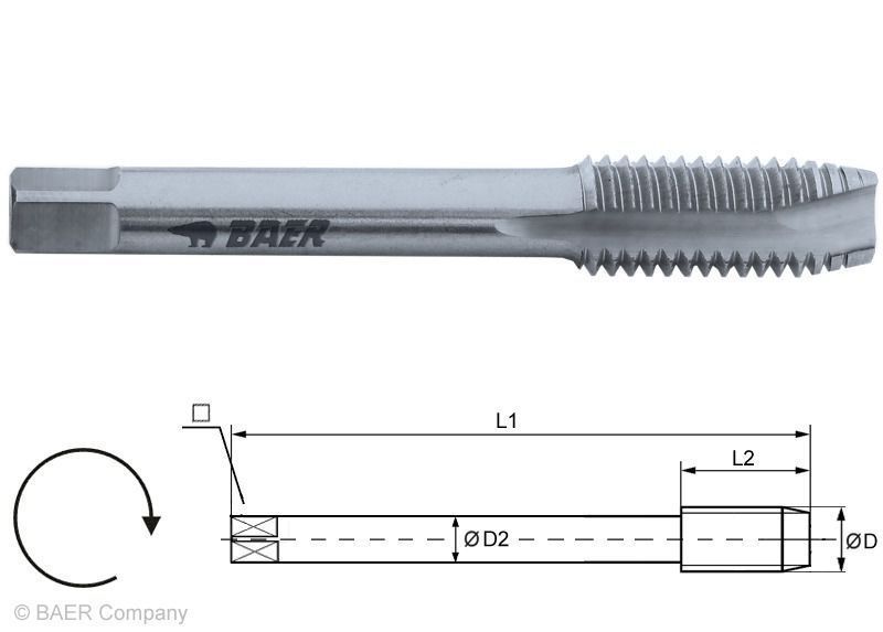 BAER HSSG Short Machine Tap Form B - M 8 x 1.25