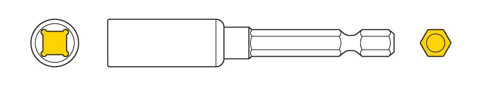 Gewindeschneid-Adapter mit 6-kant Aufnahme auf 4-kant Antrieb für Akkuschrauber
