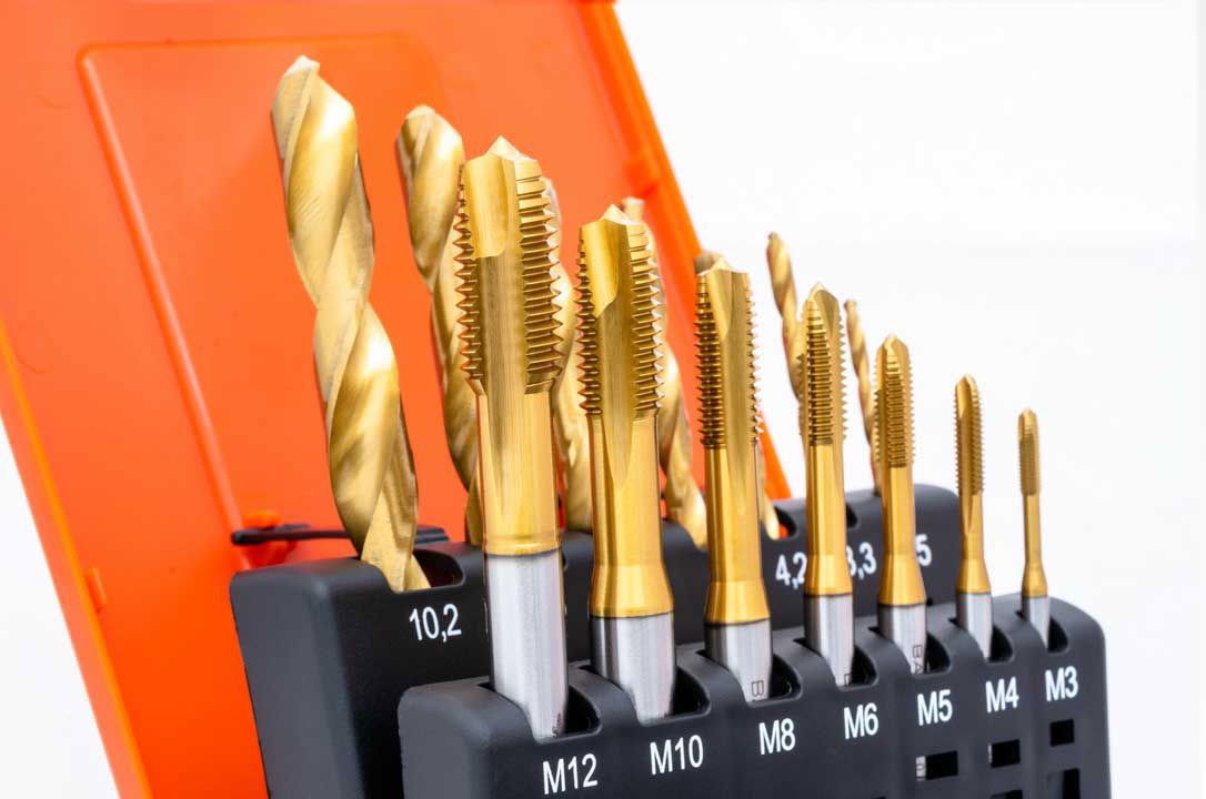 BAER Set HSSE-TIN: Machine Taps through holes | drill bits: M 3 - 12 – Image 2