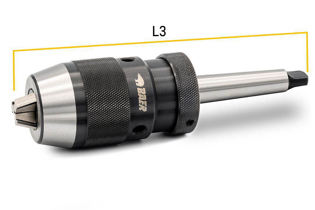 BAER Drill Chuck 0.2 - 16 mm | incl. taper shank arbor: MT 3 | keyless drill chuck