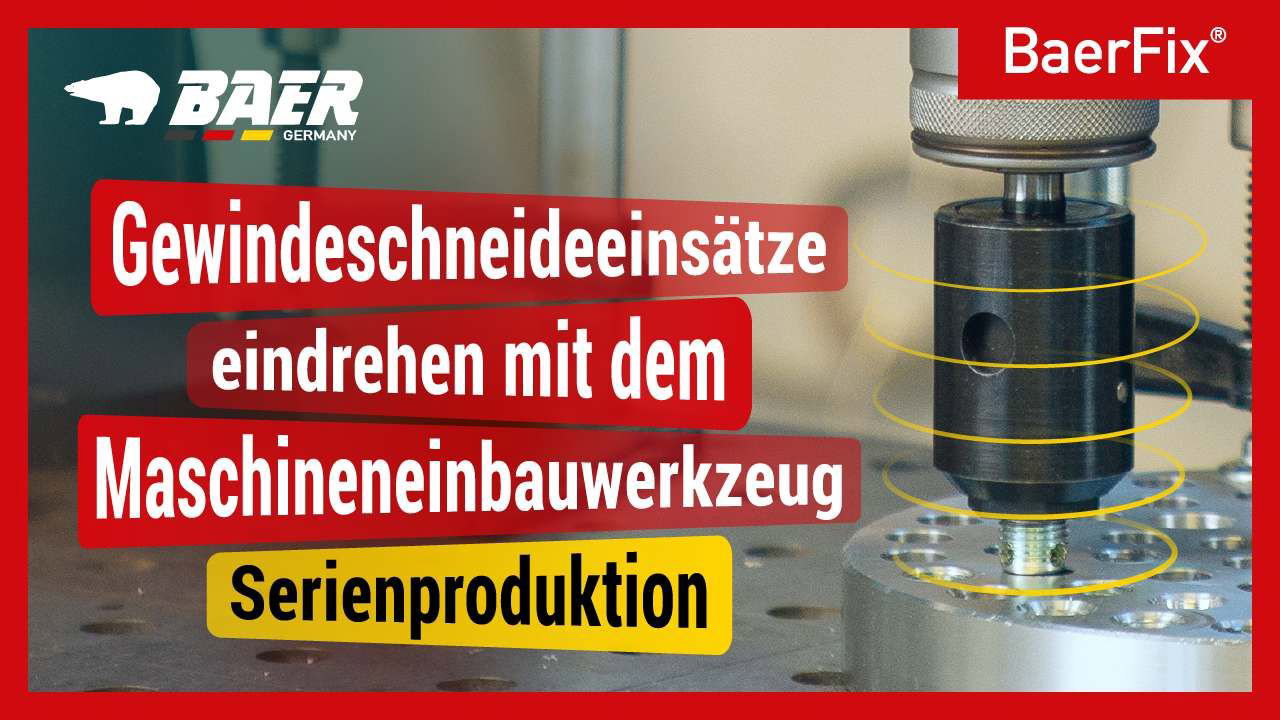 BaerFix Gewindeeinsätze mit Schneidbohrungen M 12 x 1,75 - 22 mm - 100 Stück