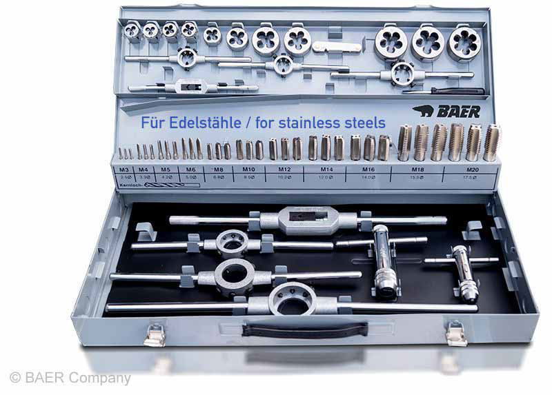 BAER SET HSSE ACIER INOX Tarauds manuels | Filières | Outils : M 3 - 20 BAER SET HSSE ACIER INOX Tarauds manuels | Filières | Outils : M 3 - 20