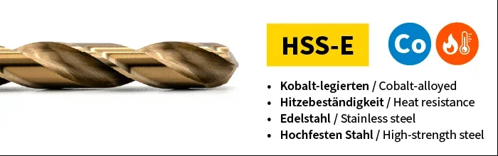 HSS-E-Bohrer mit Eigenschaften
