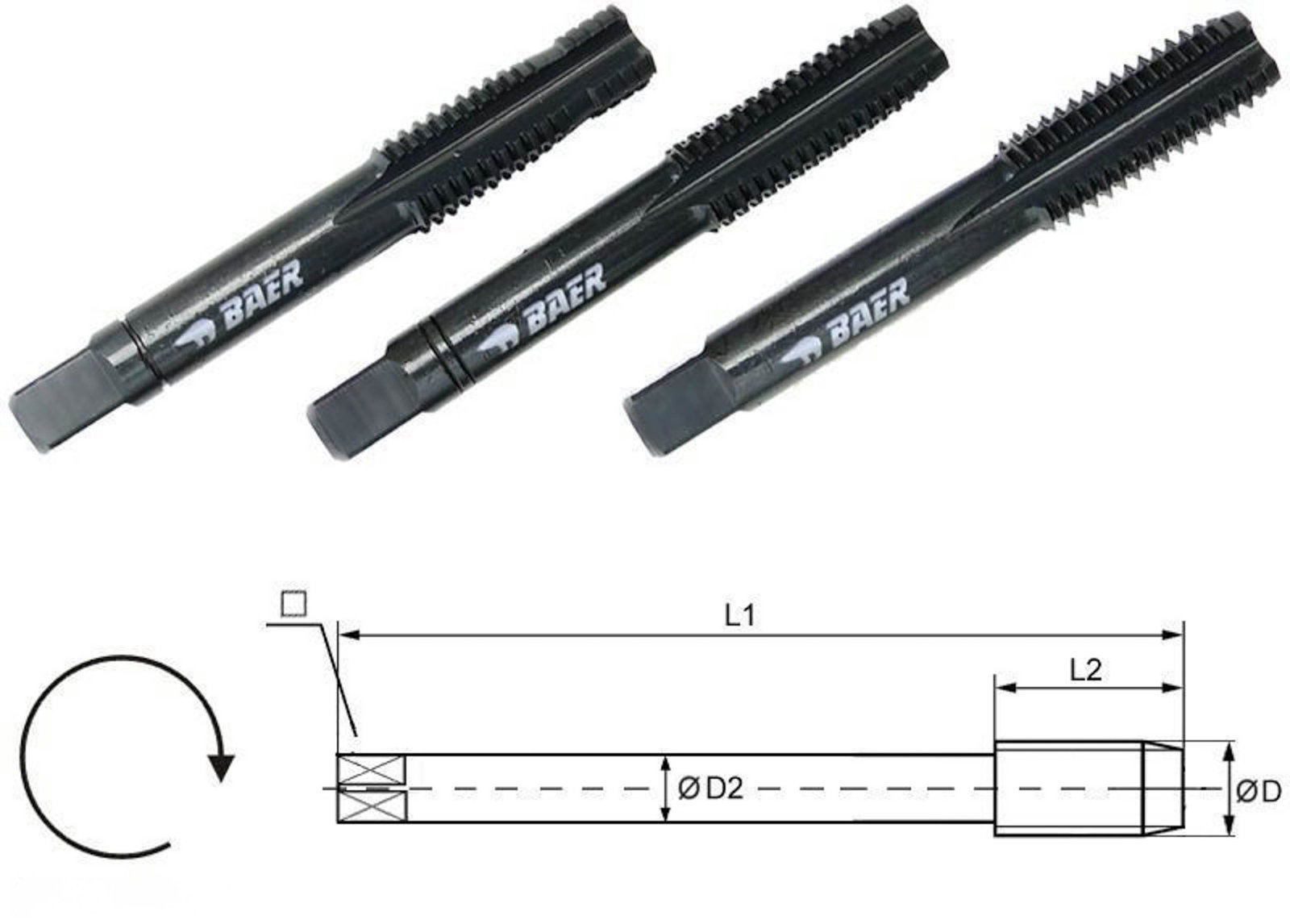 BAER HSSE VAP Hand Tap Set (3pcs.) M 14 x 2.0 - for stainless steel