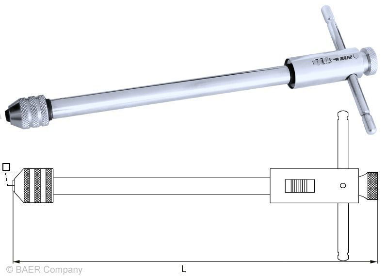 BAER Long Tap Holder with Ratchet M 5-12 | 7/32-1/2