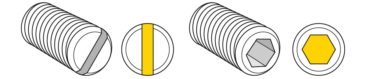 Set screws with slotted and hex socket Set screws with slotted and hex socket