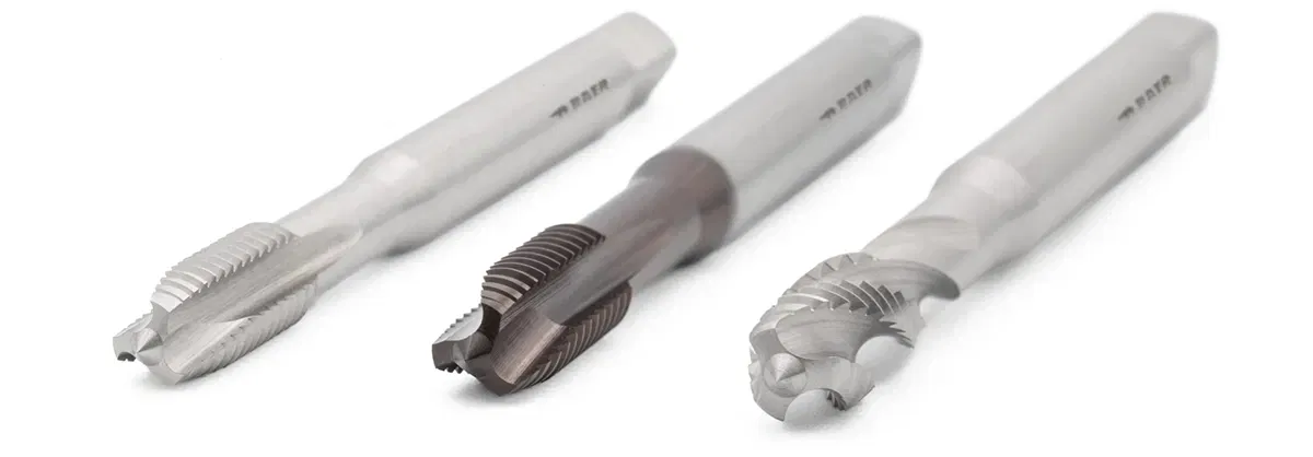 Three different taps for internal threads Three different taps for internal threads