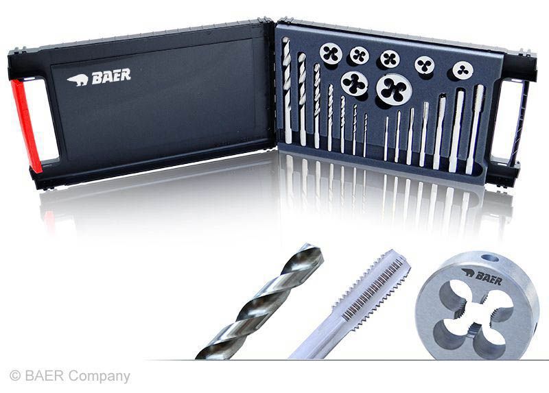 BAER Set HSSG: Machine Taps | cutting dies | drill bits: M 3 - 12