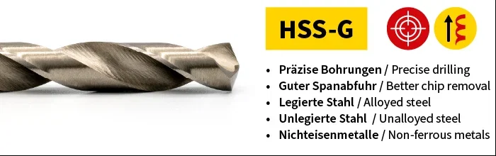 HSS-G-Bohrer mit Eigenschaften