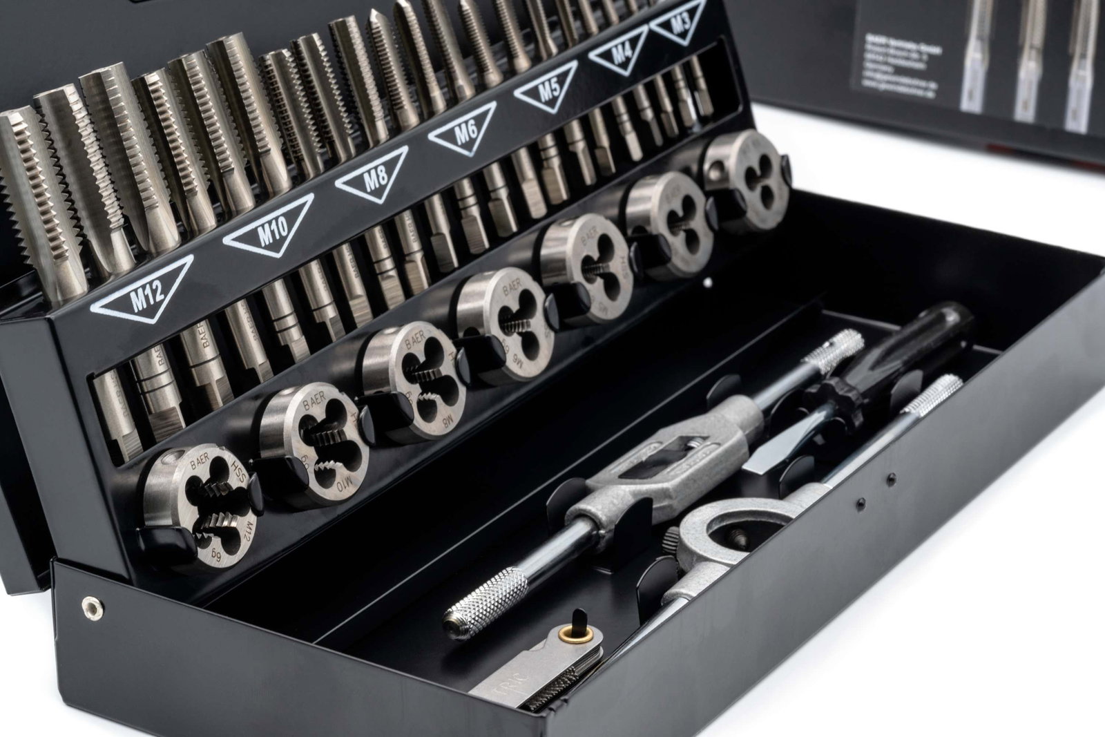 BAER Kit de tarauds à main HSS | Filières | Outils : M 3 – 12  – Image 2