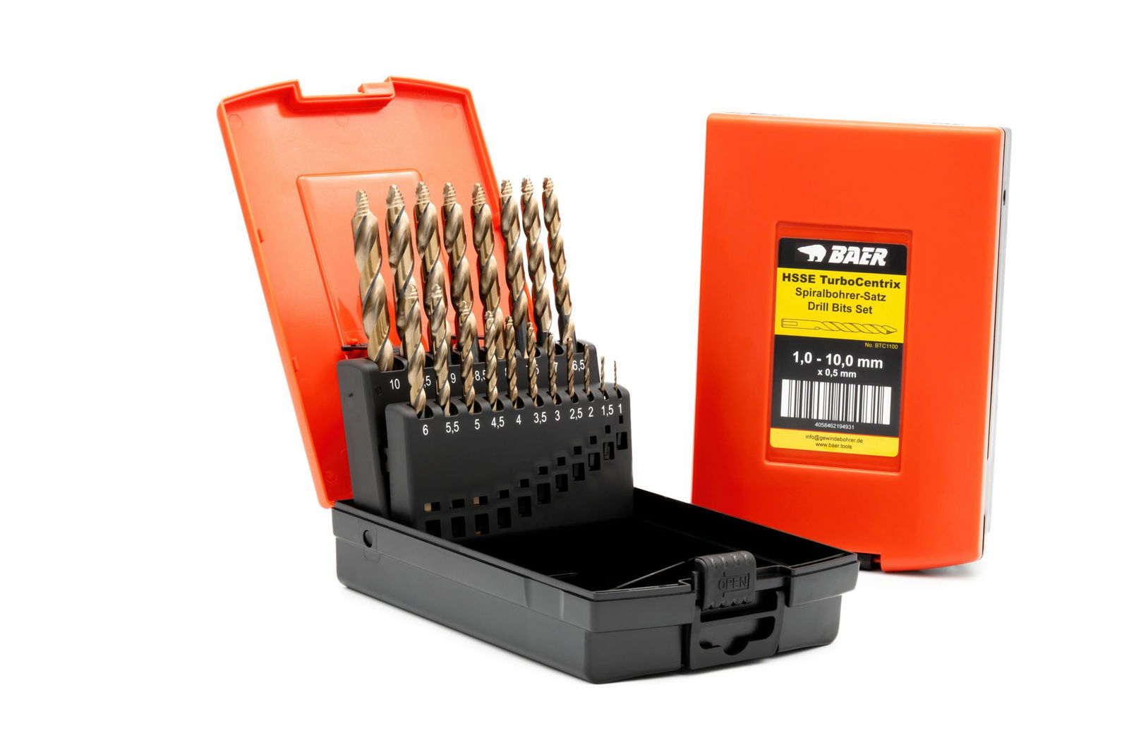 BAER HSSE/Co5 TurboCentrix Bohrer-Satz (0,5mm steigend) 1 - 10 mm