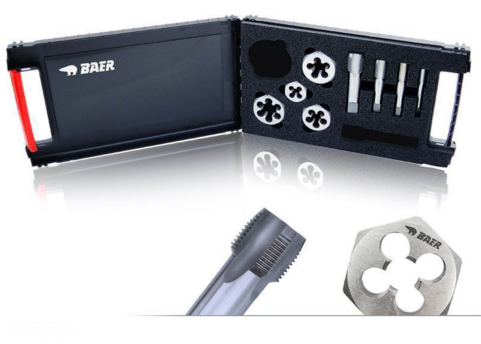 BAER Set HSSG: Gewindebohrer | Sechskantschneidmuttern: G(BSP) 1/8'' - 1/2''