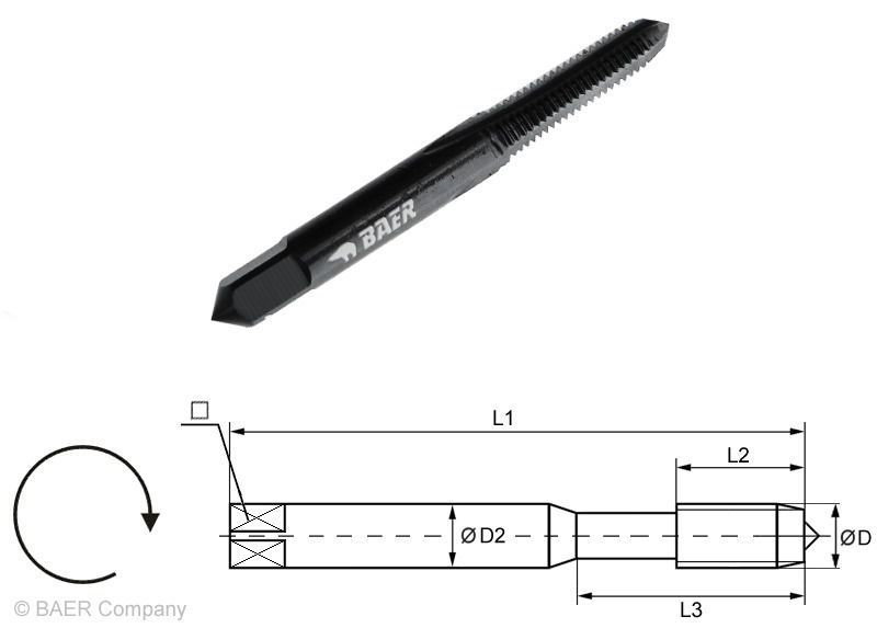 BAER HSSE VAP Tarauds manuels taraud de finition M 3 x 0,5