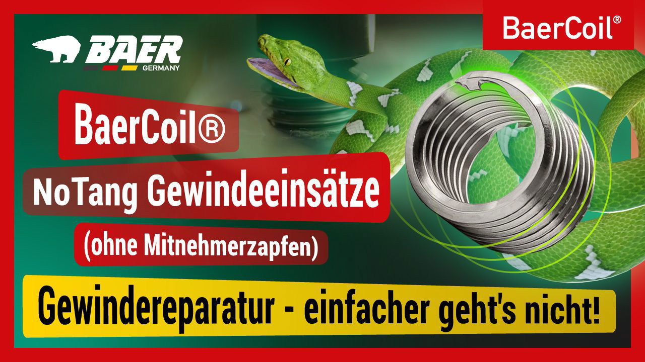 BaerCoil Einbauwerkzeug M 3 x 0,5 - Typ: No Tang (ohne Mitnehmerzapfen)