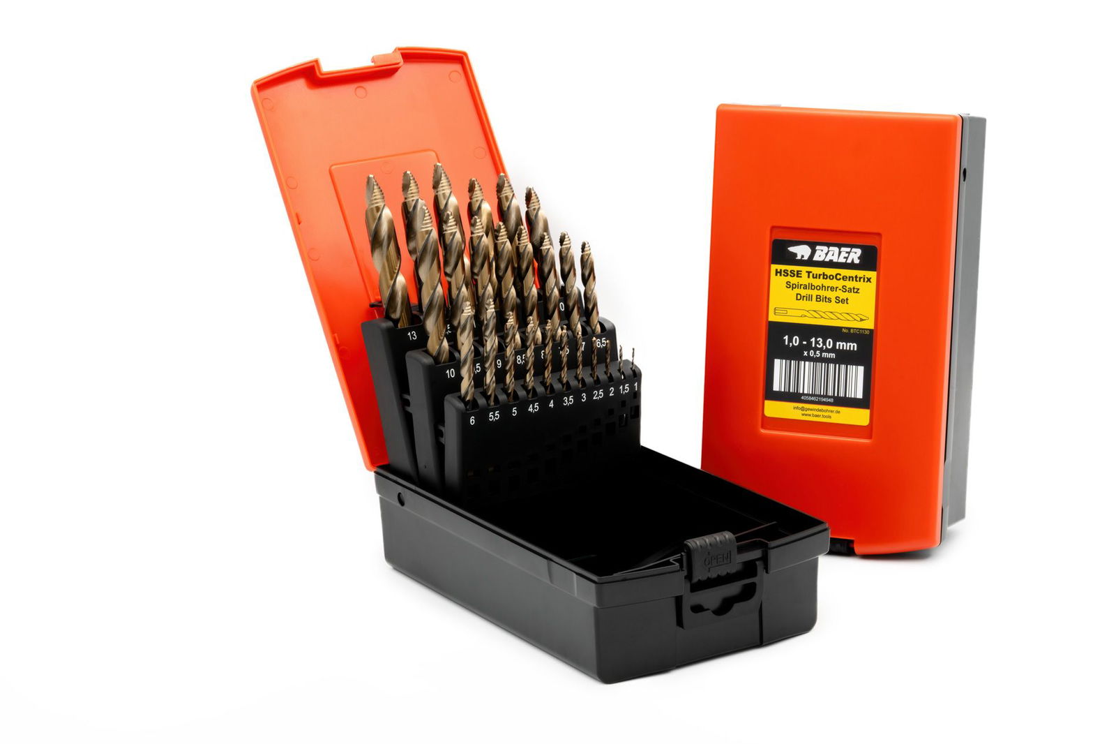BAER HSSE/Co5 TurboCentrix Bohrer-Satz (0,5mm steigend) 1 - 13 mm
