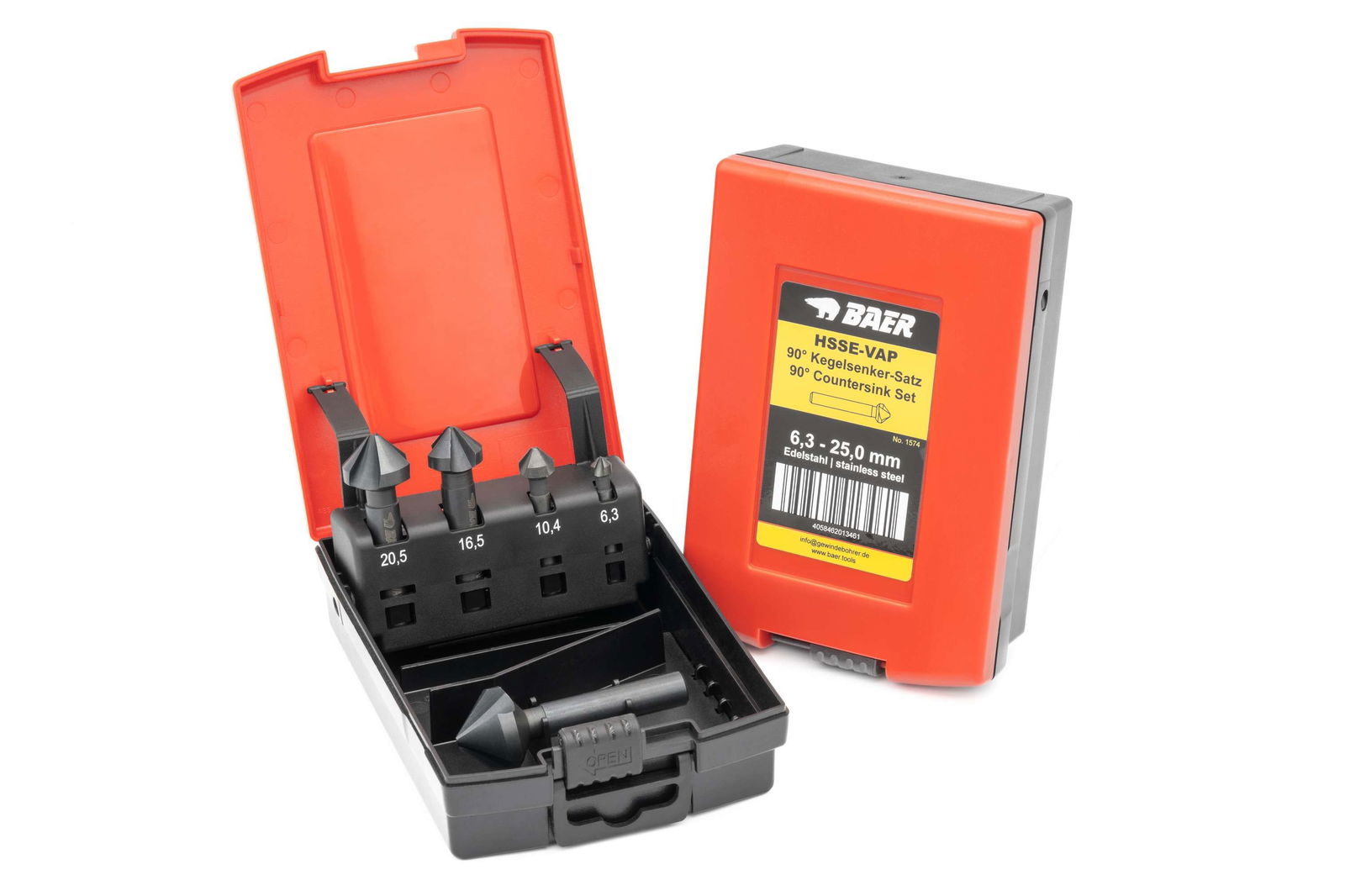 BAER HSSE-VAP 90° Kegelsenker-Set 6,3–25 mm für Edelstahl
