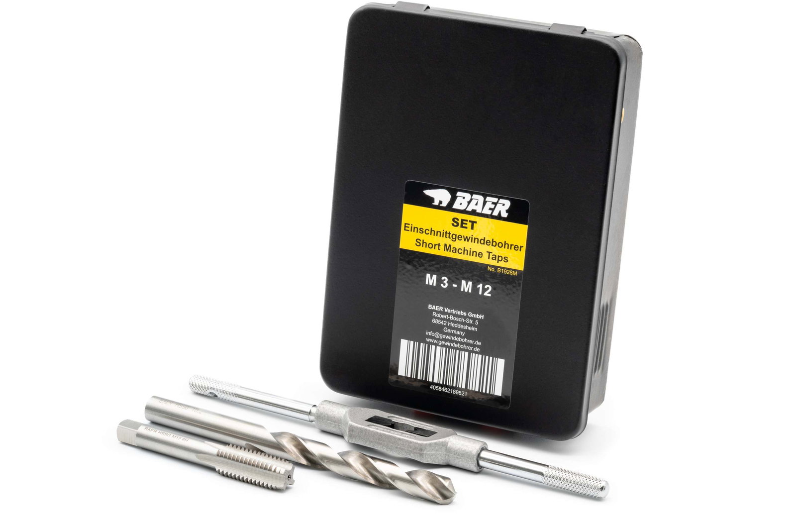 BAER Set HSSG: Short Machine Taps | drill bits | tap holder: M 3 - 12 – Image 4