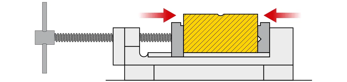 Darstellung eines Werkstücks in einem Schraubstock