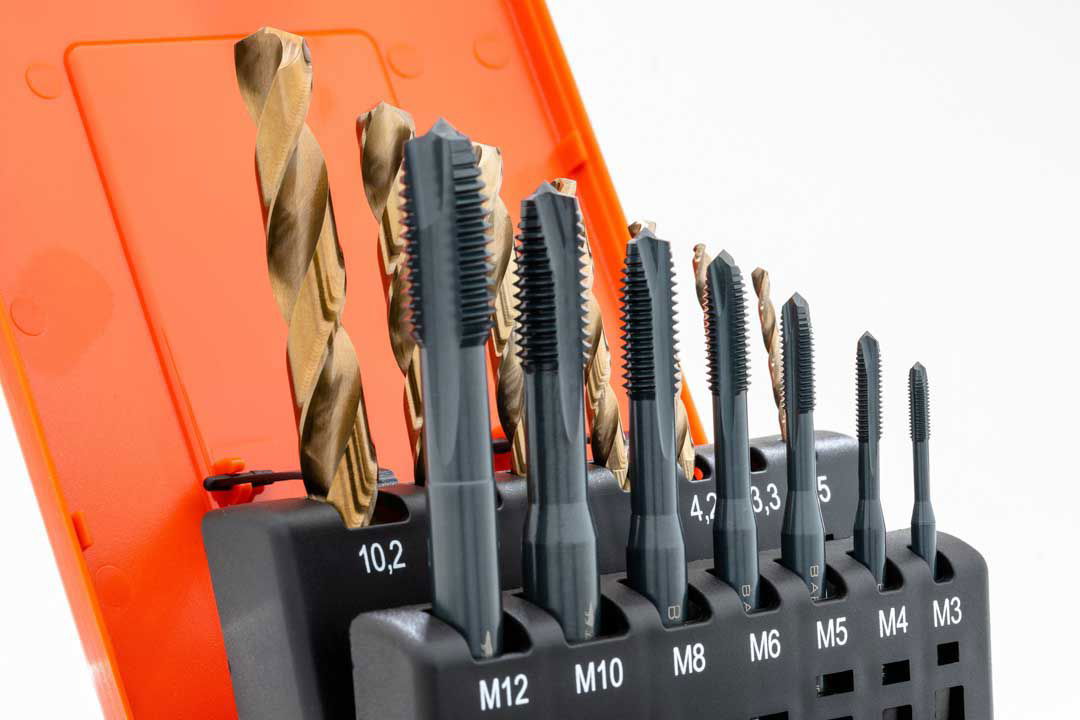 BAER Set HSSE EDELSTAHL: Maschinengewindebohrer Durchgangsloch | Kernlochbohrer: M 3 - 12